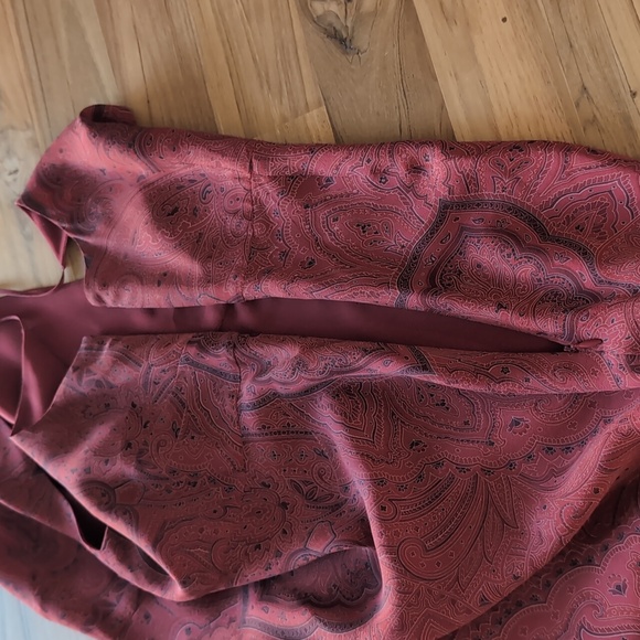 Vintage Y2K 100% Silk Ann Taylor Red Sexy Bias Cut Slip Dress Midi Whimsigoth L - Picture 5 of 9